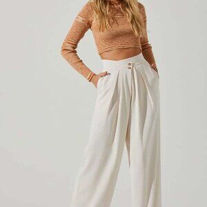 ASTR The Label Boyfriend Criss Cross Pleated Wide Leg Pants